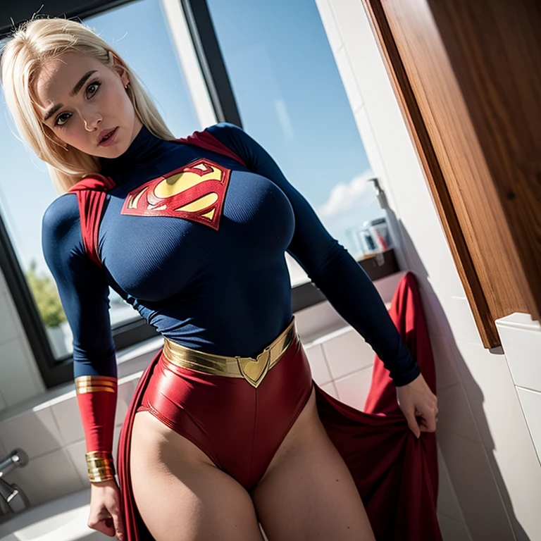 (Supergirl, erotic expression, Perfect American Female Goddess Girl, Incredible beauty, stunning), designated female body, Fair-skinned, light short hair, green eyes, Perfect beautiful face, perfect breasts: 1.5, (Muscle body: 1, 1), Flexible body, wear clothes ((Superguy)) A sexy swimsuit stuck in her that her pubic hair., She wore a skirt showing off her ultra-thin transparent panties stuck in her pussy.)), armature, Large, long breasts protruded from her clothes., The breasts are large and long, protruding from the cleavage., Hot Ass, Sexy, beautiful image, (Erotic armor Supergirl, Panties to the side), Depth of Field, Cinematic lighting, reflection light, bestquality, hard disk, 11, UHD, anatomically correct , masterpiece, High Quality, Tall, hard disk, realistic photo, ultra-detail, ((Perfect photos, Shot from the bottom up, showing panties stuffed into the pussy under the skirt.)), She was flying in a skirt with no panties. , Upskirt, , ,