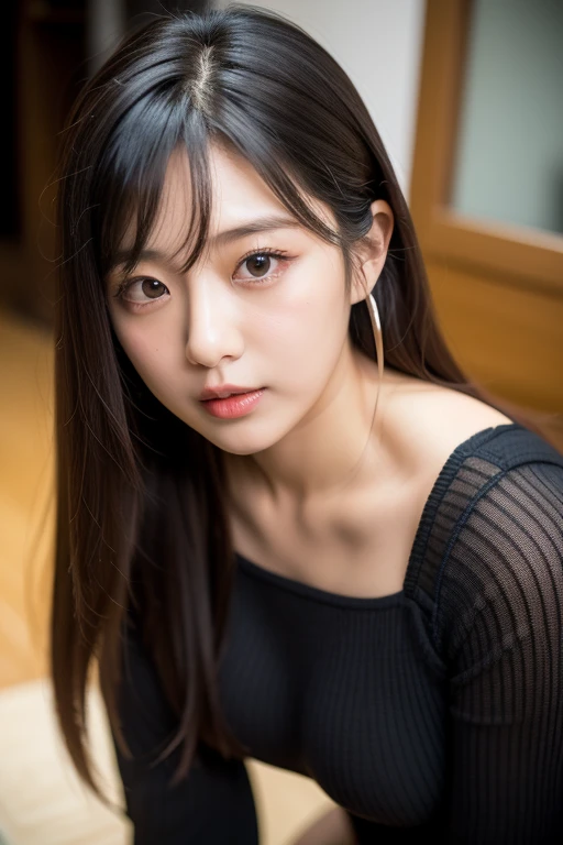 Japanese style antiquity Black Hair semi-long nude