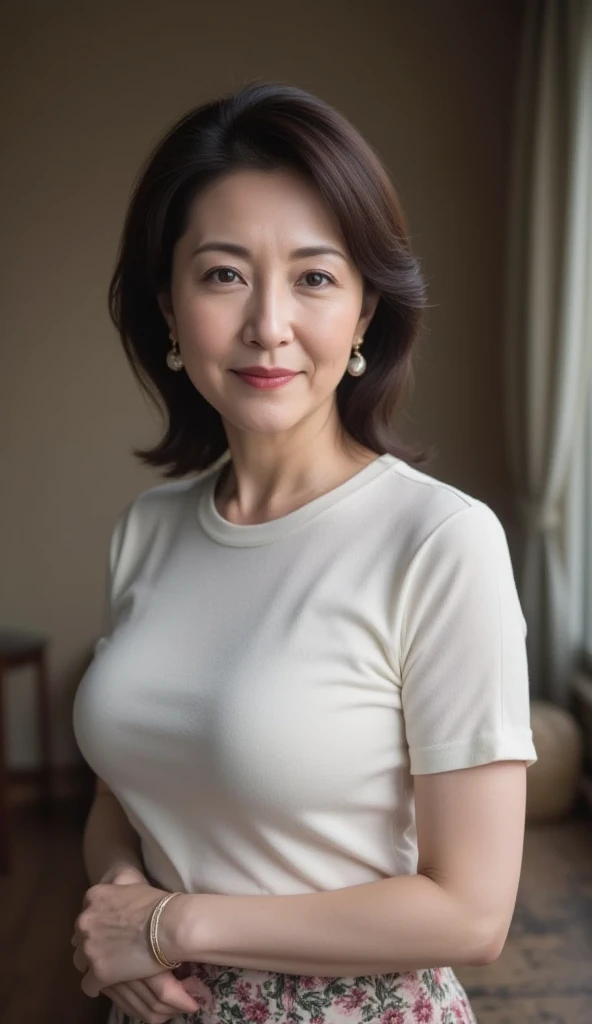 Beautiful mature woman、60-year-old woman、Photo album、Red lips, Thin lips, underwear、Light from the front,
