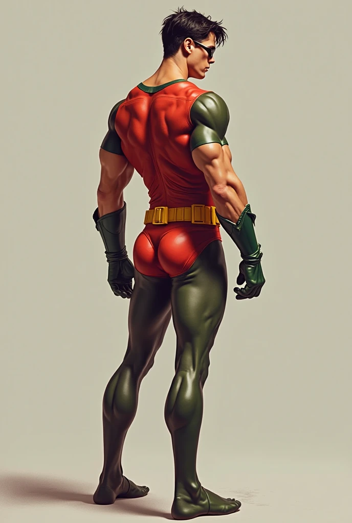 Huge muscles,Huge erect penis,Hero Suit,On the roofs of Paris,Cat ear,Massive ,blushing cheeks,Green Hair,Child-like appearance,A powerful pose