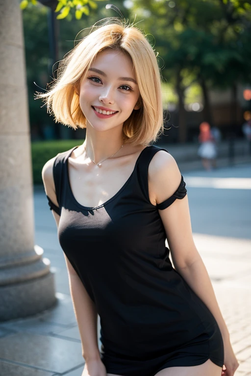 (nsfw),masterpiece,Super detailed,Sharp focus,4K Digital Art,High resolution,(Stand on a crowded street,Outdoor),(Excited:1.5),(White blouse,Black Skirt,necklace),(Blonde,Medium Straight Hair),(Sweaty:1.2),(Sunburned skin:1.3),Grin,(trembling,Flying heart shapes:1.2),Drooling,Heart-shaped pupils,Skirt rolled up,
