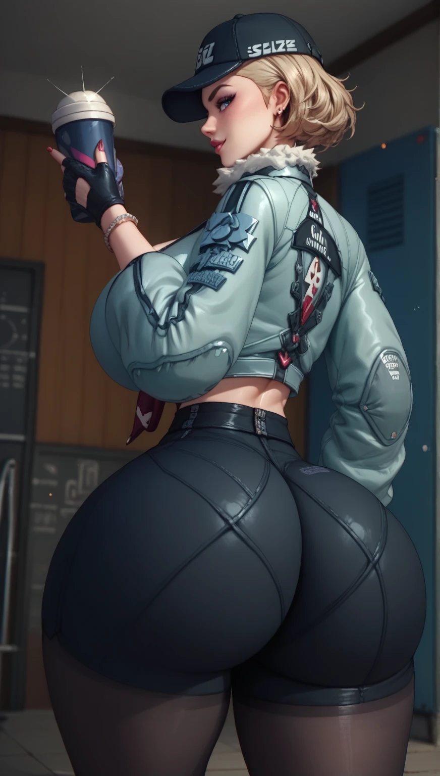 NSFW, high quality, 4K,Low - Angle,  1 girl, contempt, anger, teenage, Karen Chan, (huge ass:1.8), back, Bunny girl, long hair