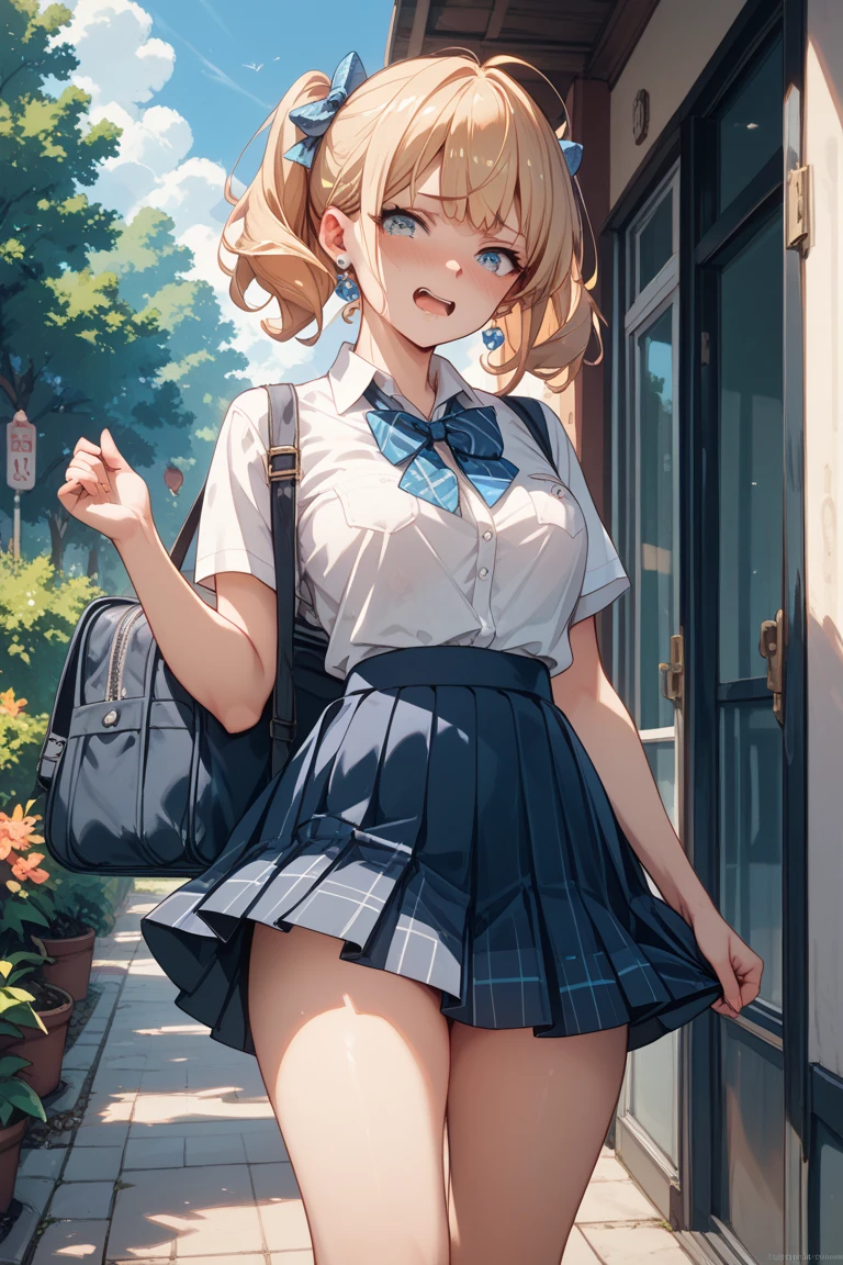 1girl,blouse, Pleated skirt
