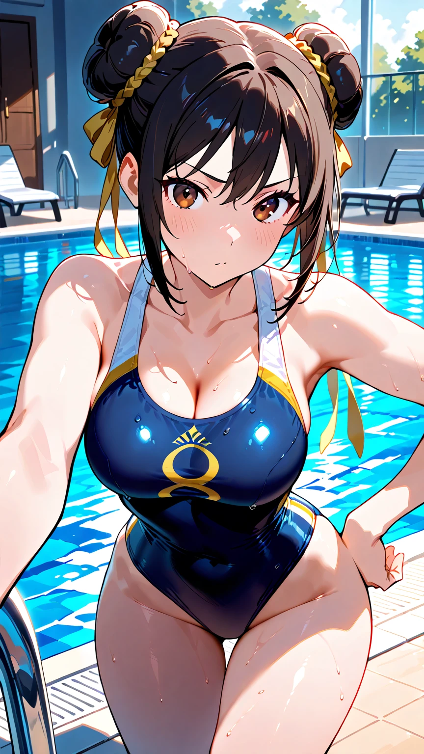 ((Highest quality、、masterpiece:1.3))、Long legs、Sharp focus:1.2, Beautiful woman with perfect figure:1.4、(Smiling:1.2), double eyelid、30-year-old female、Sexy pose、((((Close your mouth、One Woman、bikini)))),(((((one women,pool side:1.5)))))、((standing, cowboy shot:1.5))