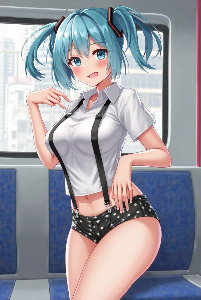 (masterpiece),(best quality),ultra-detailed,illustratio,Explicit,Beautiful body,Beautiful Nose,Beautiful character design,perfect eyes,perfect face,wallpaper,ultra highres,4K,photography,(Beautiful, large breasts:1.2),(beautiful face:1.2),(beautiful legs, perfect legs),(Beautiful ,large hip:1.2),shiny skin,anime screencap,official style,BREAK,1girl,solo only,Saki Nijino,school_uniform,white panties,BREAK,blush,happy smile,cameltoe,pussy juice stain,standing,open stance,lift skirt,show panties,female masturbation,BREAK,cowboy shot,looking at viewer,from behind,on the train