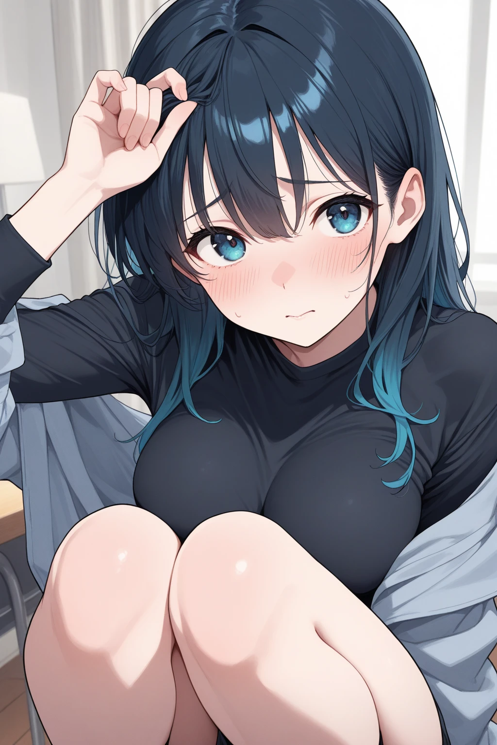 nature(medium breasts:1.35), (micro:1.4)lace panties, looK away, (K-POPアイドル), ((liar on the bed)), liar, unkemptの髪, medium hair, (pinK blush), (lit), [[spread your legs, spread your legs]], (alone), (female pubic hair), (puffy eyes:1.3), (slim legs), HDR, very detailed, ambient occlusion, nature, harmonious composition,Purple and blue gradation eyes wrapped in the mystery of the universe,(string biKini:1.2)、perfect lighting, (perfect hands, perfect anatomy)、whole body（1:2）,muscularのマンコを強化する（1:2）、flashy type、Lewd、Drool（1:2）、There are darK stains on my pants（1.5）、bold performance、ideal sexual situation、The moment when intercourse begins、risque underwear with stains、The groin area is clearly defined、Shadows on underwear、different hair colors、Wet、master piece, high quality, High resolution, alone, Flem、bright blue hair girl ， (Huge , camel toe is very obvious, The outline of the nipple is clear,,, Wet白いビキニ、yoga poses、twist, profuse sweating, beautiful feet，please lie down on the bed，sexually suggestive liquid) bed for women, unkempt, cosmetics,muscular 、Ahegao、 express happiness, sharp eyesight, be quiet, From above,（(legs open)） Both thighs are thick, open your mouth and scream, head tilted back, closed my eyes tightly，pretend to be asleep, shaggy, heavy breathing, expression of agony, cheeks turn red, show、sweat sweat
