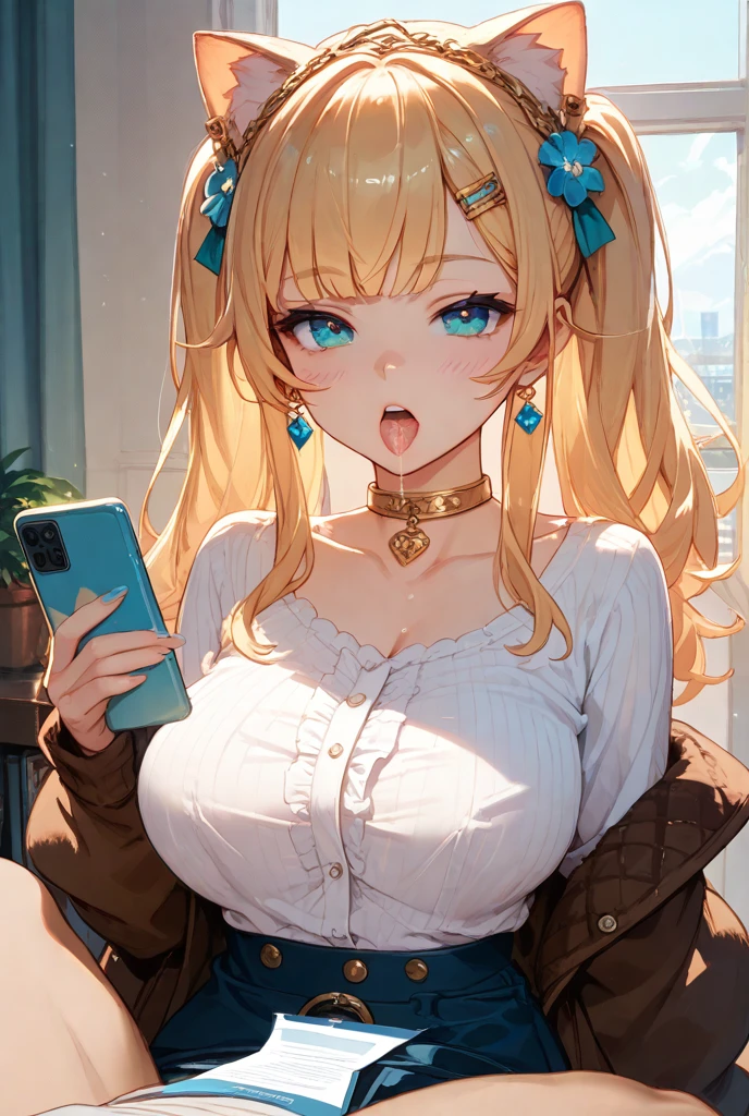 blush, smileglowing aura, natural light, masterpiece, glossy skin, juicy lips , ,sexy, hot, , cleavage, evil,juicy lips, bimbo, hour glass, blonde hair, wide eyes, green eyes, massive , dark lighting, long hair, pink bow, oversized jumper, platform shoes, bow in hair, golden round glasses, sandy blonde hair, bimbo, cute, juicy lips, hand on face, holding phone