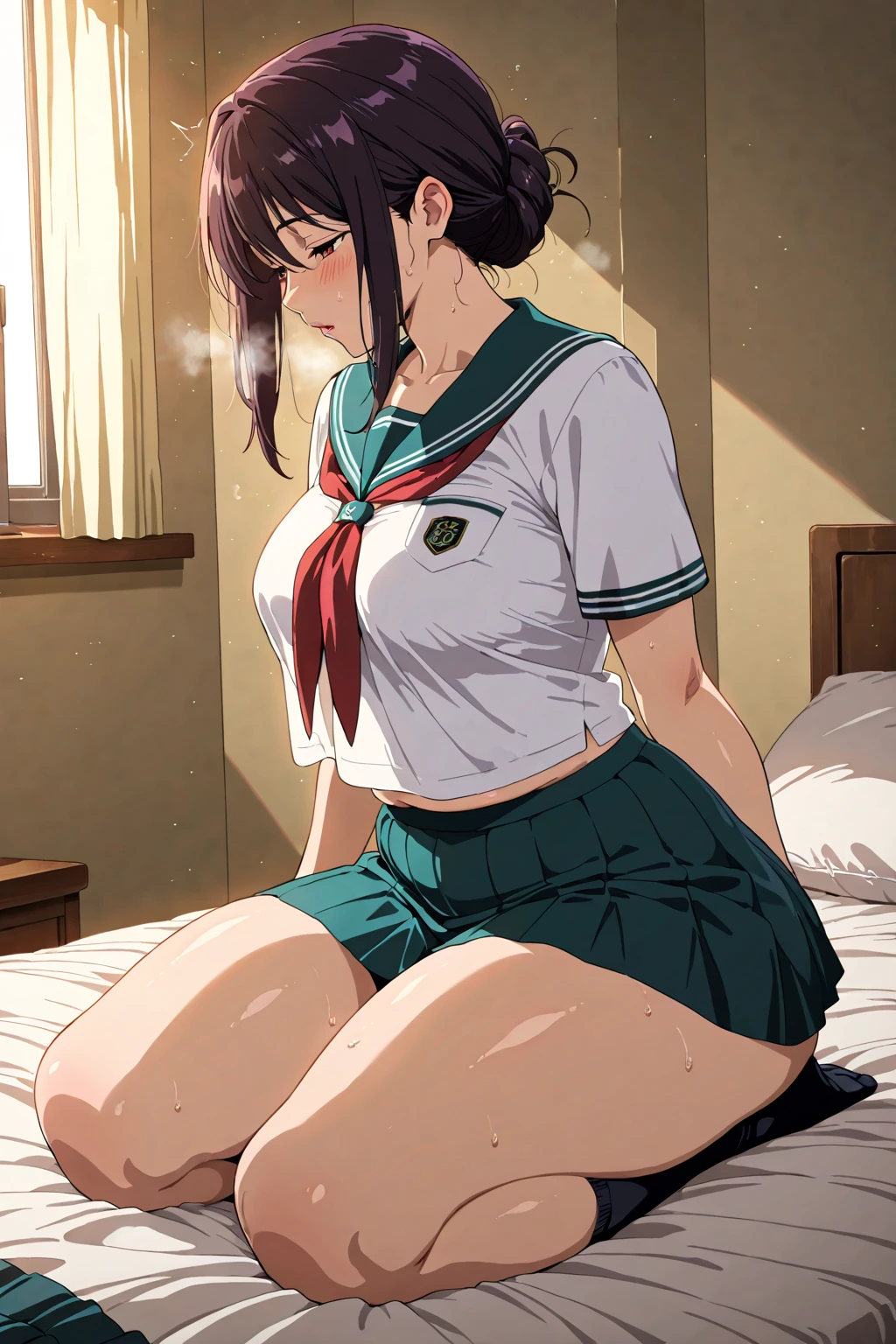 (((vagina, sex, girl lying on the bed:1.3)))),(((big penis into her pussy:1.3)))),Suzume Iwato, Long Hair, Black Hair, hair ornaments, (Brown eyes:1.5), Hair Clip, ponytail, (((Torn school uniform:1.3))),Anime key visual,Kyoto Animation, (((Ahegao)))、(((Spread your legs:1.3)))、(((nude)))、(((Hands tied above head:1.3)))、First Person View, (masterpiece:1.3), High resolution, Very detailed, Very detailedな CG Unity 8k 壁紙, Realistic, photo-Realistic, RAW Photos, Beautifully detailed face, Pale skin, Realistic glistening skin, Detailed cloth texture, Detailed hair texture, Perfect body, Beautiful Face, Accurate, Anatomically correct, Highly detailed face そして skin texture, Natural neck length, (Beautiful Hそしてs), (Fair skin:1.2),、(((Lie on your back in bed)))、Perfect Naked、
