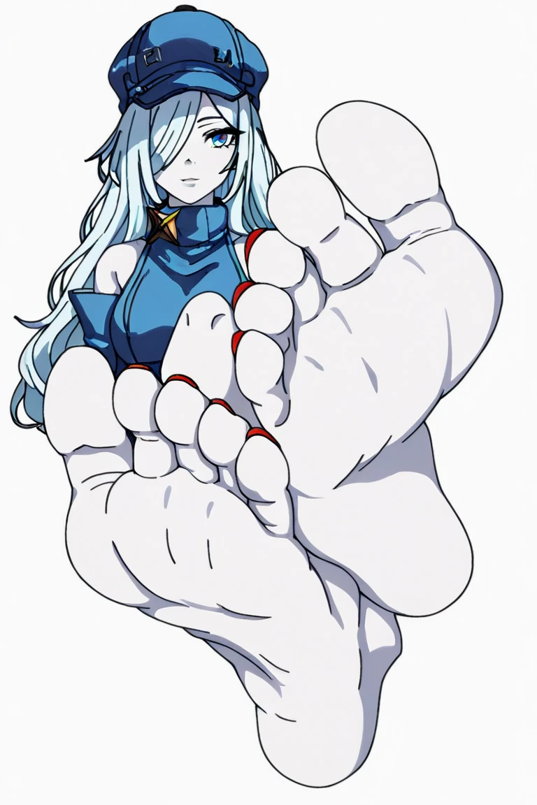 Gigantic and imposing, GTS, Gigantic, with tense aura, the clouds reach your head, bigger than a skyscraper, girl, with swimsuit, long hair, black color, sarcastic look and smile, White skin, blue eyes, big breasts, raised foot de frente, (naked and bare foot), over the tiny city, front foot, whole body, (raised foot) (perspective from below, on the floor) (look from below)