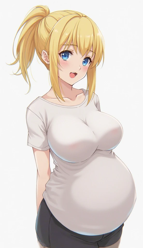 masterpiece, best quality, ultra-detailed, beautiful lighting, Woman, tight jeans, blonde hair, (green eyes:1.3), (white sweater:1.2), turtleneck, standing up, in park, beautiful scenery, slight blush, smiling, (cute smile:1,1), (glossy lips:1.1), (beautiful eyes:1.1), wonderful backround, closed mouth, arms_behind_back, short hair HD HQ UHD, (link:1.5), legend of zelda, GS-womanly, (huge breasts:1.4), middle-aged women, mature woman, 49 years old, (pregnant:1.3), projectile \(lactation\)