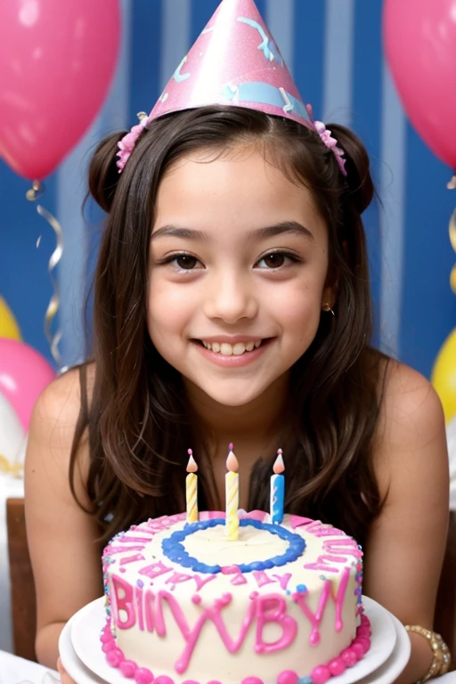 A girl who is  celebrating her birthday with many people.  