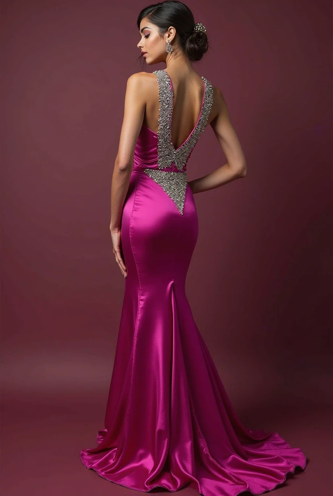 uma mulher em um vestido rosa posando para uma foto, em longos vestidos rosa ou violeta, vestido de sereia de glitter rosa, inspirado em Liu Haisu, vestido sexy, Deni Viktor, com cintura fina, vestido de baile rosa brilhante, inspirado em Farid Mansour, Directed by: Gabriel Ba, fluttering dress, rendering of beauty pageant, vestidos de noite elegantes!, vestido vestido bonito vestido, vestido