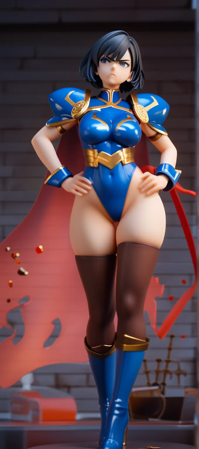 ((Masterpiece, top quality, high resolution)), ((highly detailed CG unified 8K wallpaper)), (huge stunning goddess shot, very hot and sexy, jaw-dropping beauty, perfect proportions, beautiful body, slim body beauty:1.1), 1 woman, 22 yo, 1990s anime screenshot, (cutie honey, Red hair, short hair repelled to the outside, big eyes, Detailed face and eyes, staring at camera:1.3), ((Blue and red tight suits, Detailed latex suit, glossy, blue tops, Red from belly to legs, Detailed, midrift top, cleavage cutout, cleavage, bare shoulders, bare backs, choker with heart symbol, yellow gloves, elbow gloves, yellow  boots, long boots, armlet:1.5)), the cloth is exploding, hands on hips, feet spread apart, (simple background, white background:1.8), smile, 
