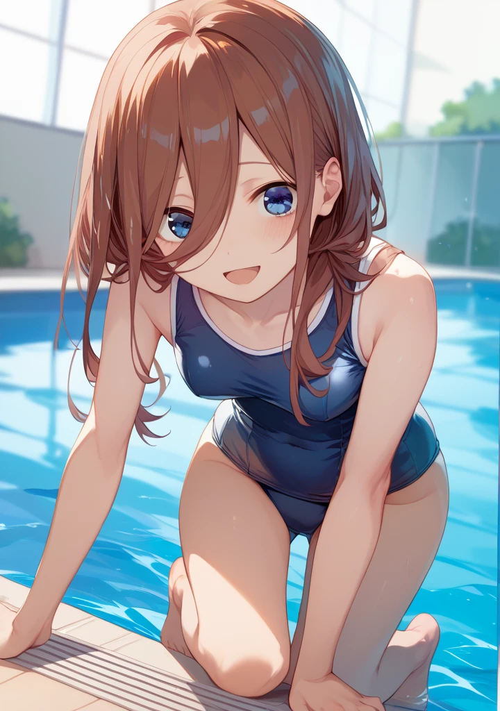 BREAK Perfect Anatomy、(High resolution:1.2)、Incredible illustrations、(Cute illustrations:1.2)、(nsfw)(dynamic angle,) 
（Beautiful background（poolside at night
）single focus)
1girl(brown hair,twin tails, tanned skin: 1.3,blue eyes,fang)1girl((a girl,slender 1.7meters, 45kg,
((Competitive swimsuit),,cameltoe,)
