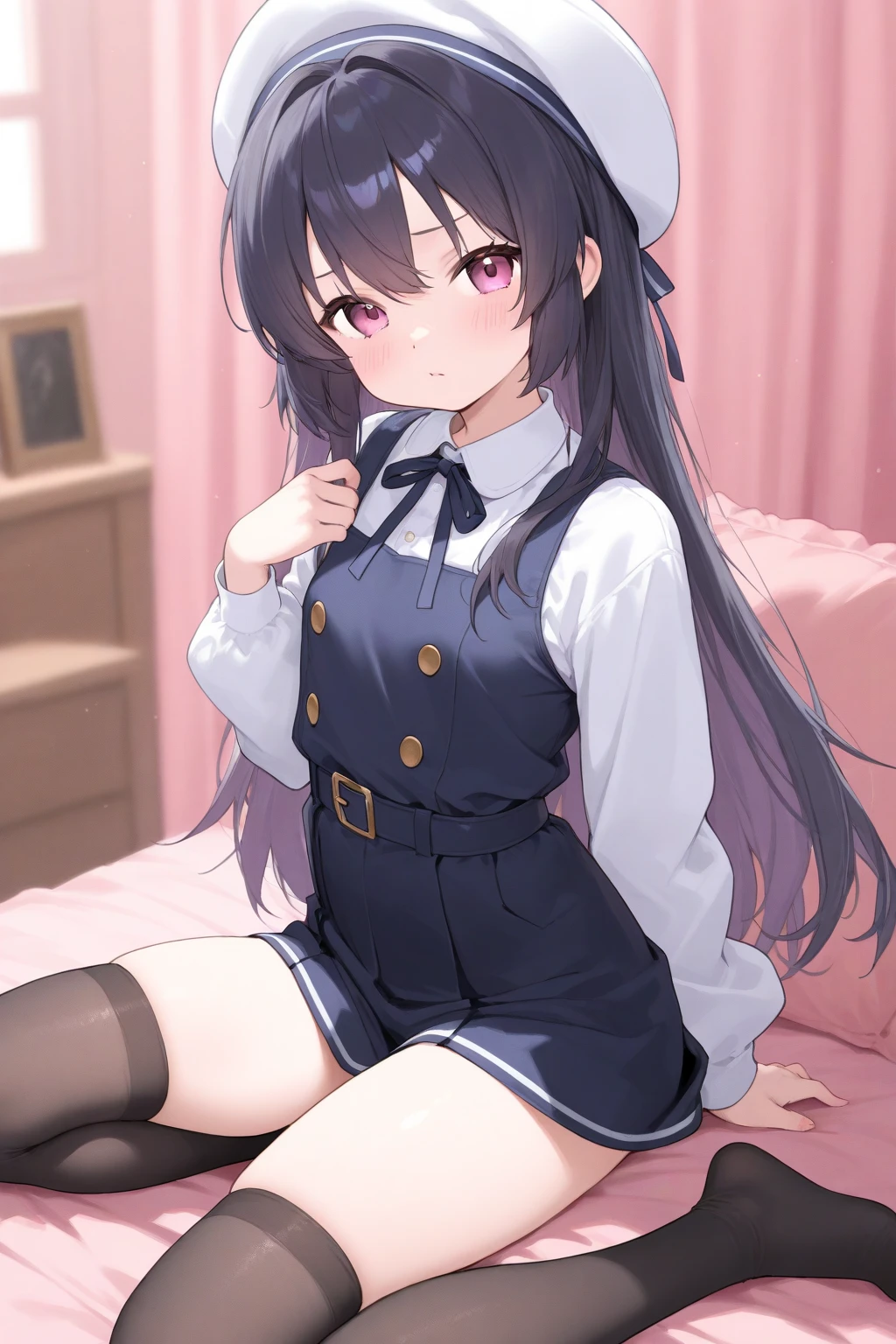 Twin tails　　Brown Hair　
　Black knee-high socks　　Panty shot　Lolita Face　White panties　　Spread your legs　high school girl　blazer
