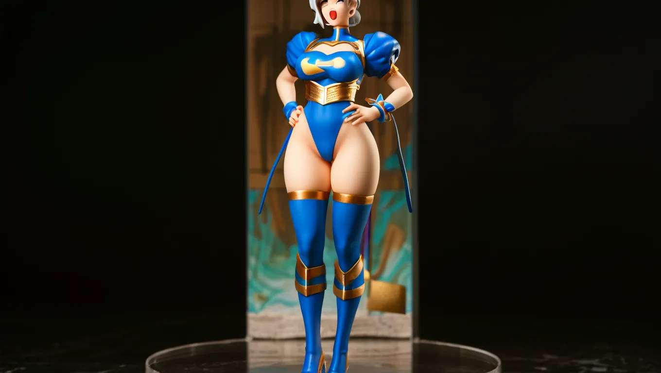 (best quality,4k,8k,highres,masterpiece:1.2),ultra-detailed,(realistic,photorealistic,photo-realistic:1.37),HDR,UHD, ((leviathan)), character, studio lighting,ultra-fine painting,sharp focus,physically-based rendering,extreme detail description,professional, illustration of a mature (leviathan_megamanz), gym leader of megaman, leviathan_megamanz, 1girl, solo, blue eyes, android, helmet, thighhighs, holding a staff, de terno preto, (gigantic breasts:1.4), blue and gray outfit in anime format with a serious style, (cape), blue tights, boots, gothic make up, masterpiece, ((dark lighting)), black background, puffy lips,slendered abs, beautiful face,
