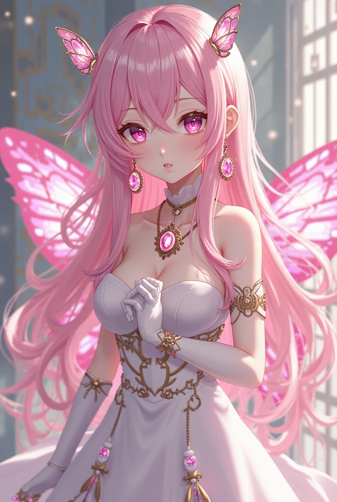 (8K, masutepiece, Highest Quality, Best Quality, Official art, Breathtaking beauty and aesthetics, A highly detailed, The best masterpiece in history that exceeds limits, Breathtaking and beautiful lighting:1.2), (1 Girl, Solo), (16 years old), (Beautiful detailed face), (shiny white skin), (Beautiful big bust, cleavage:1.3), (Beautiful detailed pink twintails hair, Bangs:1.3), (beautiful detailed drooping pink eyes:1.5), (Beautiful Luxurious black Princess Dress es, black See-through intricate lace, black cute bow ribbon, a lot of see-through blackfrill, sheer chiffon material, silver thread, Diamond, black corset), (Beautiful Luxurious Diamonds Tiara), (happy Beautiful Gentle cute innocent smile:1.2), (Attractive, amazing, Beautiful, Elegant, Luxurious, magnifica, Eye-catching, the ultimate beauty, Supreme Beauty, Superlative beauty, Elegant, Beauty, Graceful, Everyone loves it, Beauty that fascinates everyone, Healed, The highest level of complete beauty, cute like an idol, Stylish like a fashion model, Goddess-like grace, Be loved, adolable, Look at the camera, cute pose, Happy), breathtaking scenery, (ultra detailed realistic Breathtakingly beautiful Luxurious Kaleidoscope:1.2), (Sparkling effect:1.5), (Beautiful fantastic black fairy wings:1.3)