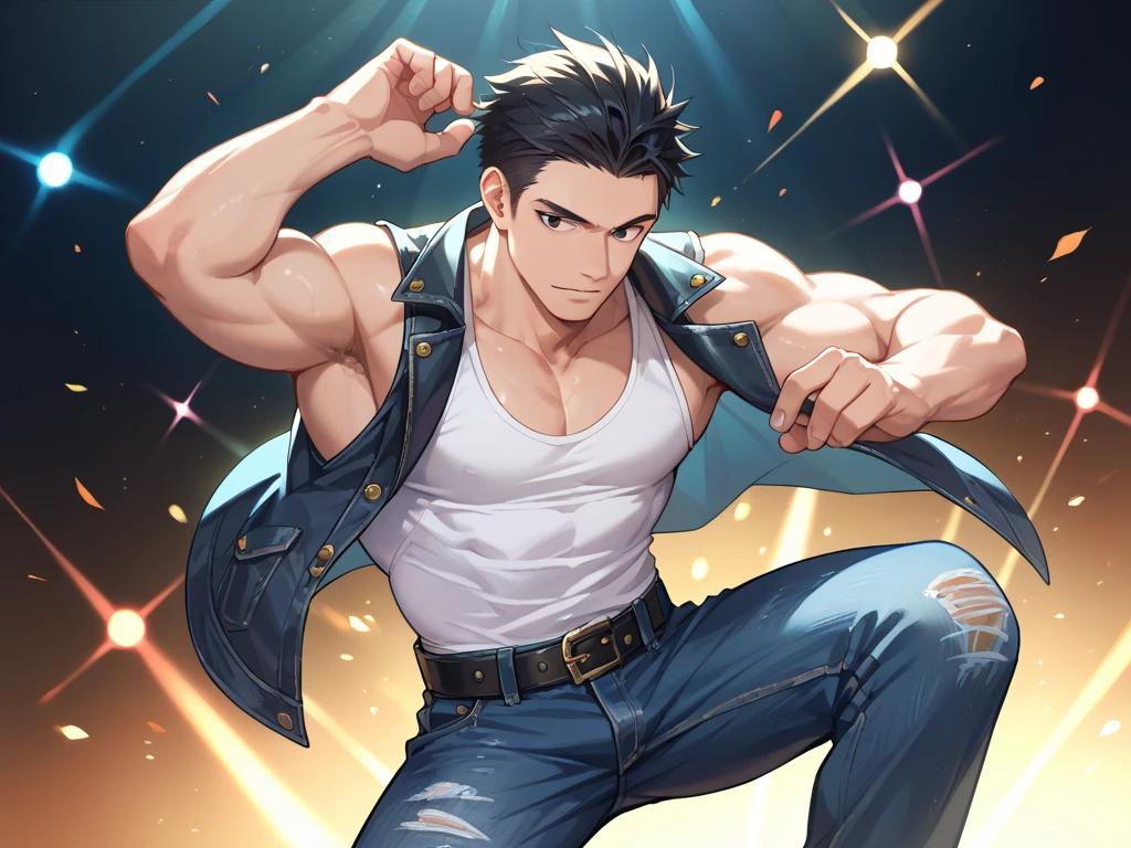masterpiece　male　Kneel　Raised arms　Embarrassing　Black Hair　　suffer　unfortunate　Upper body naked　The body is slim　thin　Because I lost weight　Juvenile body shape