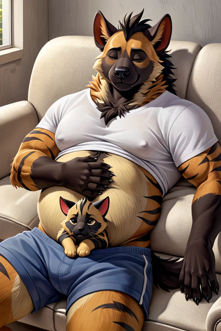 solo, (tiger, tiger tail), two heads on one body, (identical faces:1.3), (adult male, 50 year old male, (stylized 3d, by disney, by rembrandt), by pixar, by dramamine, (tall, chubby, manly, beefy, obese, fat, bald), bedroom background, (boxers, bulge, navel, nipples), (correct hands, correct anatomy:1.3), (eyes closed:1.2, asleep, snoring), (ultradetailed, best quality, detailed masterpiece, highly detailed masterpiece:1.5, 4k, professional cartoon:1.7), ((lying down in bed:1.3, natural pose:1.3, arms folded:1.4, annoyed expressions:1.4)), (((dadbod)))