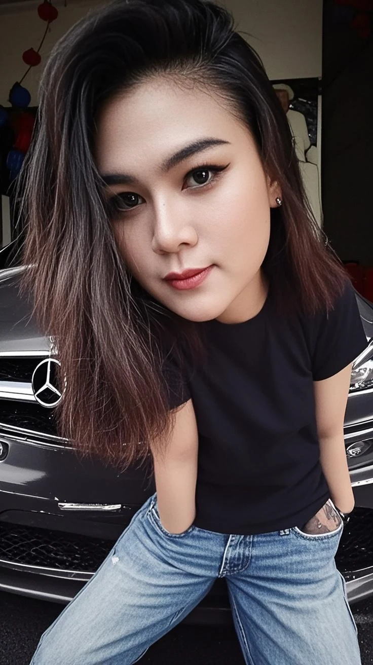 Chica, (calidad ojos) (calidad de manos) (la mejor calidad) (good resolution), camiseta negra, selfie, coqueta, ojos lindos, labios lindos, ojos detallados ((mejor calidad de los ojos))
