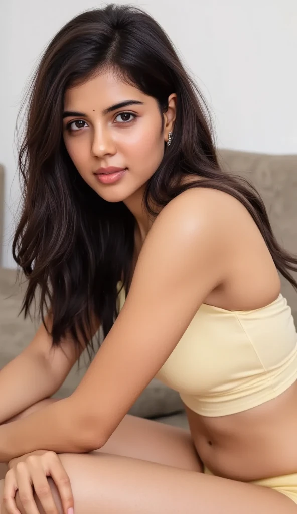Best-quality, Masterpiece, Ultra-High-Resolution, (Photorealistic:1.4), Raw-Photo, K, depth of field, professional lighting, perfect anatomy, extremely details, 1girl, 15-years-old, the most famous Pakistani idol, big breasts with bra, cowboy shot, squatting at park, wearing bra, ((extremely cute face like the most popular Pakistani idol, ((extremely cute and extremely big eyes)), extremely beautiful hair)), extremely beautiful skins, extremely cute lips, extremely cute long-eyelashes, extremely childish body, looking at viewer, innocent smile,
