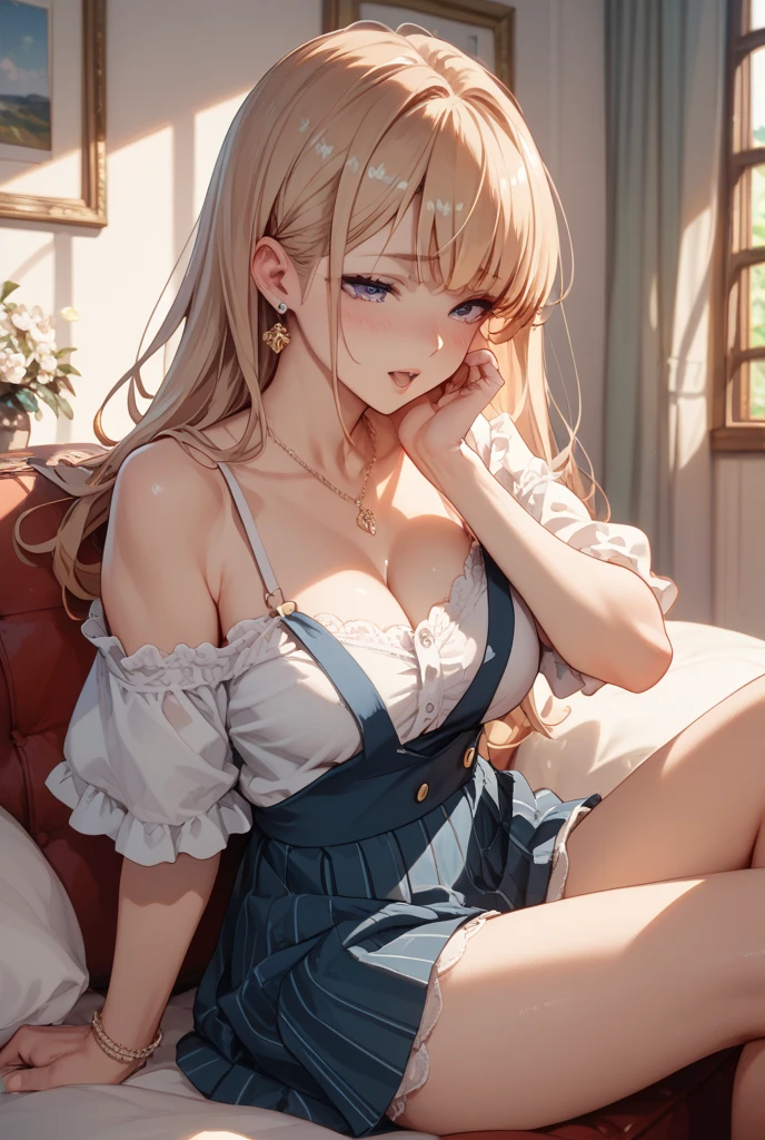 masterpiece, highest quality, One girl, Idol,Young Wife,Thighs, beautiful girl, Most detailed, Very detailed, Super detailed, In detail, Very detailed目と顔,masterpiece, highest quality, photograph,One girl, Nogizaka_Costumes, Thighs, beautiful girl, View your viewers, Small waist,Symmetrical face, RAWphotograph, High resolution, Anime Style, Sharp focus, Most detailed, Very detailed, Super detailed, In detail, Very detailed目と顔、whole body、Beautiful clavicle、White lace bra、Knee socks、Cleavage、Tomboy、Large Breasts、smile、Embarrassed、smile、Long Hair、Big red ribbon、黒いKnee socks、細いThighs