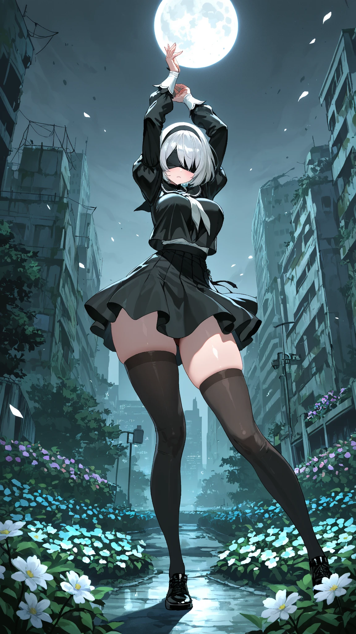 <lora:chainedSarkazGirl_v1:1> white hair, very long hair, twintails, black horns, red eyes, eye visible behind hair, black dress, black ascot, asymmetrical clothes, single sleeve, single leg pantyhose, black socks, black footwear, chain, chains, proportional eyes, (realistic:1.5), extremely detailed, hyper detailed, soft lighting, detailed background, extreme detail background, sharp details, beautiful face, symmetrical eyes, short red hair, short hair, red hair, green eyes, woman, high quality, (full body:1.3),