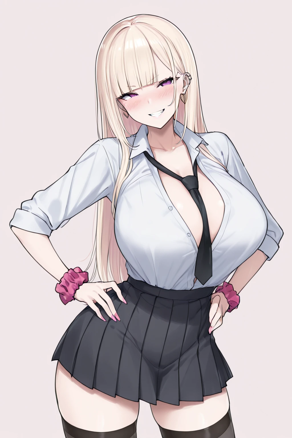 junkoenoshima,<lora:junkoenoshima-lora-nochekaiser:1>,junko enoshima,bear hair ornament,blue eyes,long hair,pink hair,twintails,evil smile,(grin:0.6),open mouth,bow,bra,choker,cleavage,fingernails,lace trim,lace-trimmed bra,long fingernails,loose necktie,nail polish,necktie,plaid,plaid skirt,pleated skirt,skirt,underwear,indoors,classroom,looking at viewer,(masterpiece:1.2),best quality,high resolution,unity 8k wallpaper,(illustration:0.8),(beautiful detailed eyes:1.6),extremely detailed face,perfect lighting,extremely detailed CG,(perfect hands, perfect anatomy),(covered nipples:0.7),black lace panties,from below,cowboy shot,