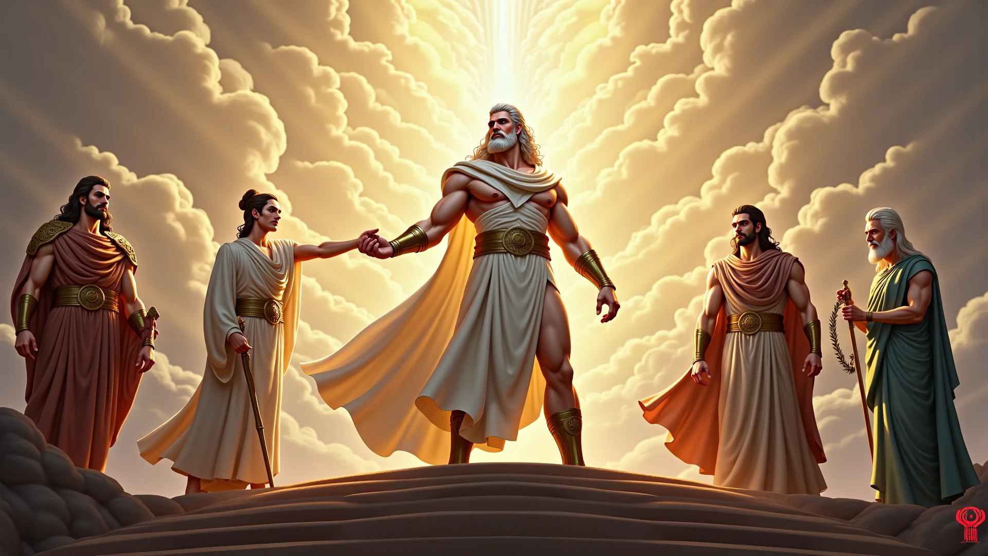 Theseus asks the gods for the death of Hippolytus, make it cartoon