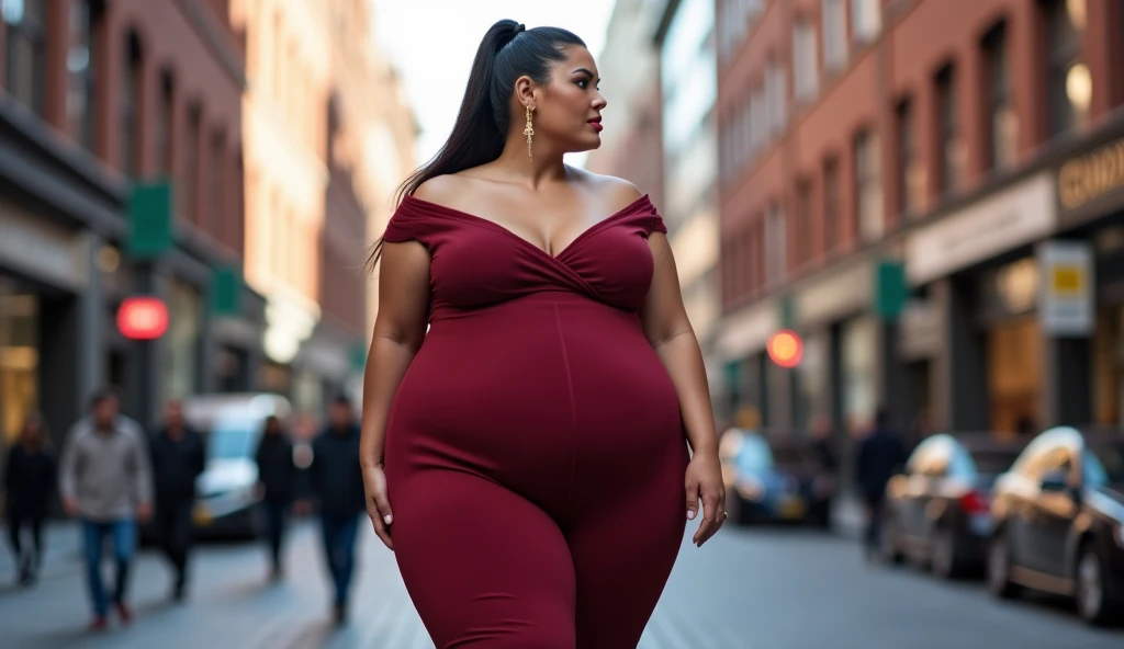 Arab women on the street japan , Attractive voluptuous body , Wearing a jumpsuit pajamas, Beautiful woman, in great detail ,wide hips, long legs, tall ,thick high,  group, Full body on camera, Wearing a strap wedge, 