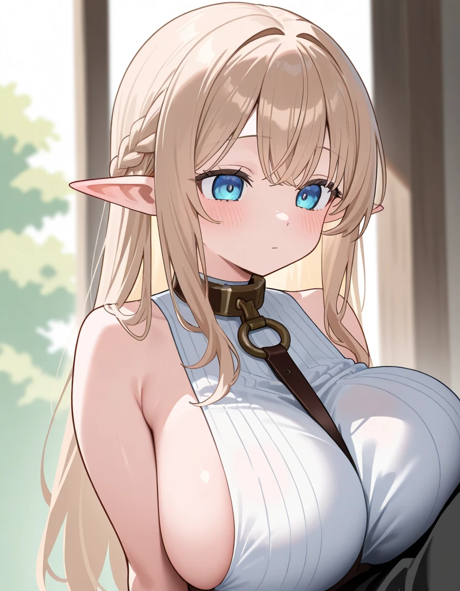 ((best quality)), ((masterpiece)), (detailed), perfect face, 1girl in、AS-Adult、elvish、Forester、()Upper body portrait、barechested、