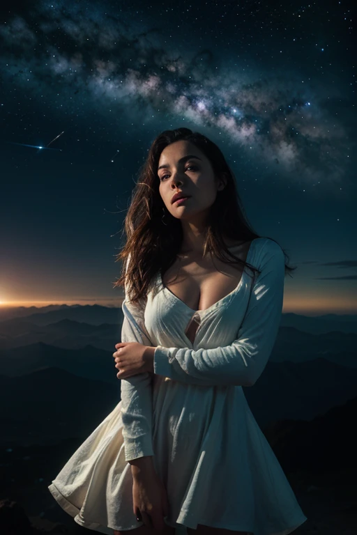 Imagine a spiritual representation where mother, father and son are united, holding hands, immersed in a spiritual existence with luminous tones predominant in red and blue. Esta cena, emocionante e bela, deve ser visualmente impressionante, with stunning detail in 8k resolution.
In the immensity of a starry night sky, com planetas, comets and an entire galaxy, visualize realidades superiores e conceitos elevados, that transcend mathematics, a filosofia, a arte e a beleza. This acrylic painting, capturada com uma lente de 35mm, It must be a cinematic masterpiece in 8k quality, inspirada no estilo marcante de Greg Rutkowski.
This image must not only dazzle visually, but also evoke deep emotions and represent the exploration of higher ideas and concepts, offering an artistic and intellectual journey to those who contemplate it."
