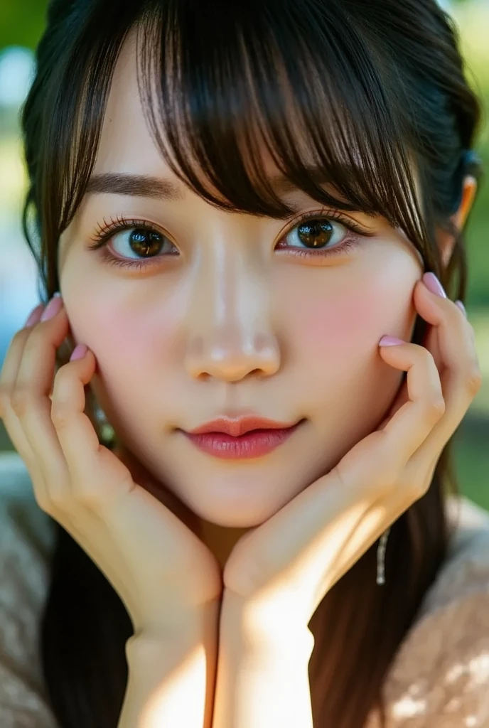 One Girl,(1人のとてもcute女の子:1.3),masterpiece,Highest quality,High resolution,From below,Low - Angle,Photorealistic,RAW Photos,Ray Tracing,beautiful girl,(8-year-old:1.3),cute,Big eyes,(detailed pupils:1.2),(Face turned to the side:1.3),Cute nose,Beautiful nose,Upturned nose,Fuller lips,Short black hair,ponytail,short hair,Detailed eyelashes,Thin eyebrows,Very fine grain definition,(profile:1.3),(Face close-up,Face Focus:1.0),Small breasts,Short neck,Off the shoulder,People emerge,Dark Background,forest,Portrait,Look to the side,Upper Body,Cinema Lighting,High resolution,Very detailed