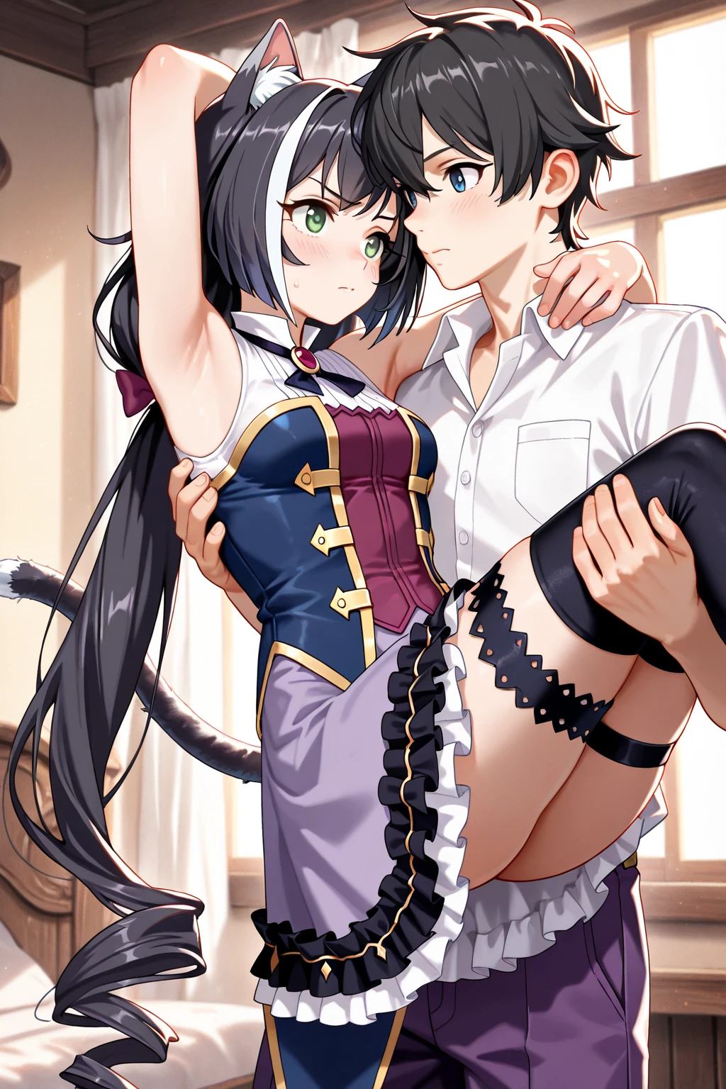 NSFW,masterpiece,Highest quality,High resolution,Super detailed,Yukinoshita Yukino\(My Youth Romantic Comedy is Wrong as Expected\),Black Hair,Long Hair,Light blue eyes,Quality Sexy Playboy Bunny,Fishnet tights,Small breasts,Dissatisfied face,Embarrassed,blush,(Ecstasy face),casino,Luxurious Room,(Bad looking middle-aged man),(Being molested),Being touched,(Squirting),Trembling,From the side,(Having sex),Insert,Creampie