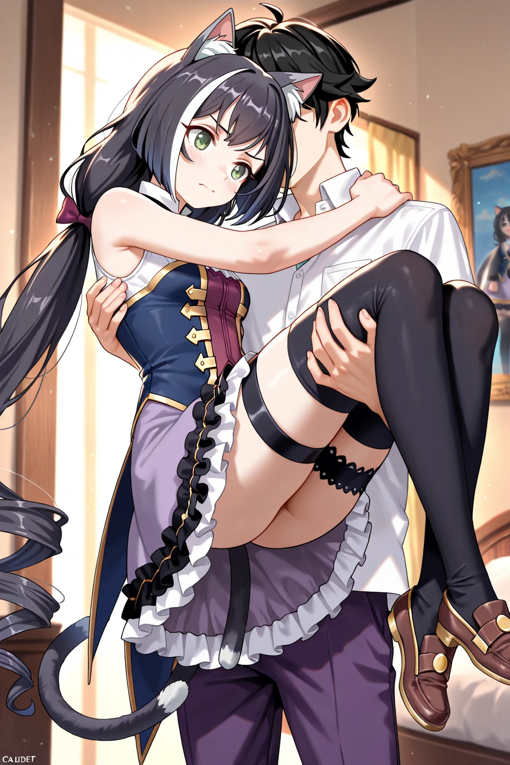 illustration, cinematic light, highres, highest quallity, ultra detailed, detailed face, (detailed eyes), best quality, hyper detailed, masterpiece, (detailed face), clean face, sexy mature woman wears transparent (torn) cloths, floating cloth, see through, choker, open cloths, nsfw, high heels, blue eyes, neon tiny glowing hair ends, dark fantasy forest, glowing plants with neon details, dark magic, (portal:1.15) to the underworld in the background, light reflection, heart shaped iris, playful eyes, open shoulder, rain, (wet body), tiny glowing butterfly, hair jewery