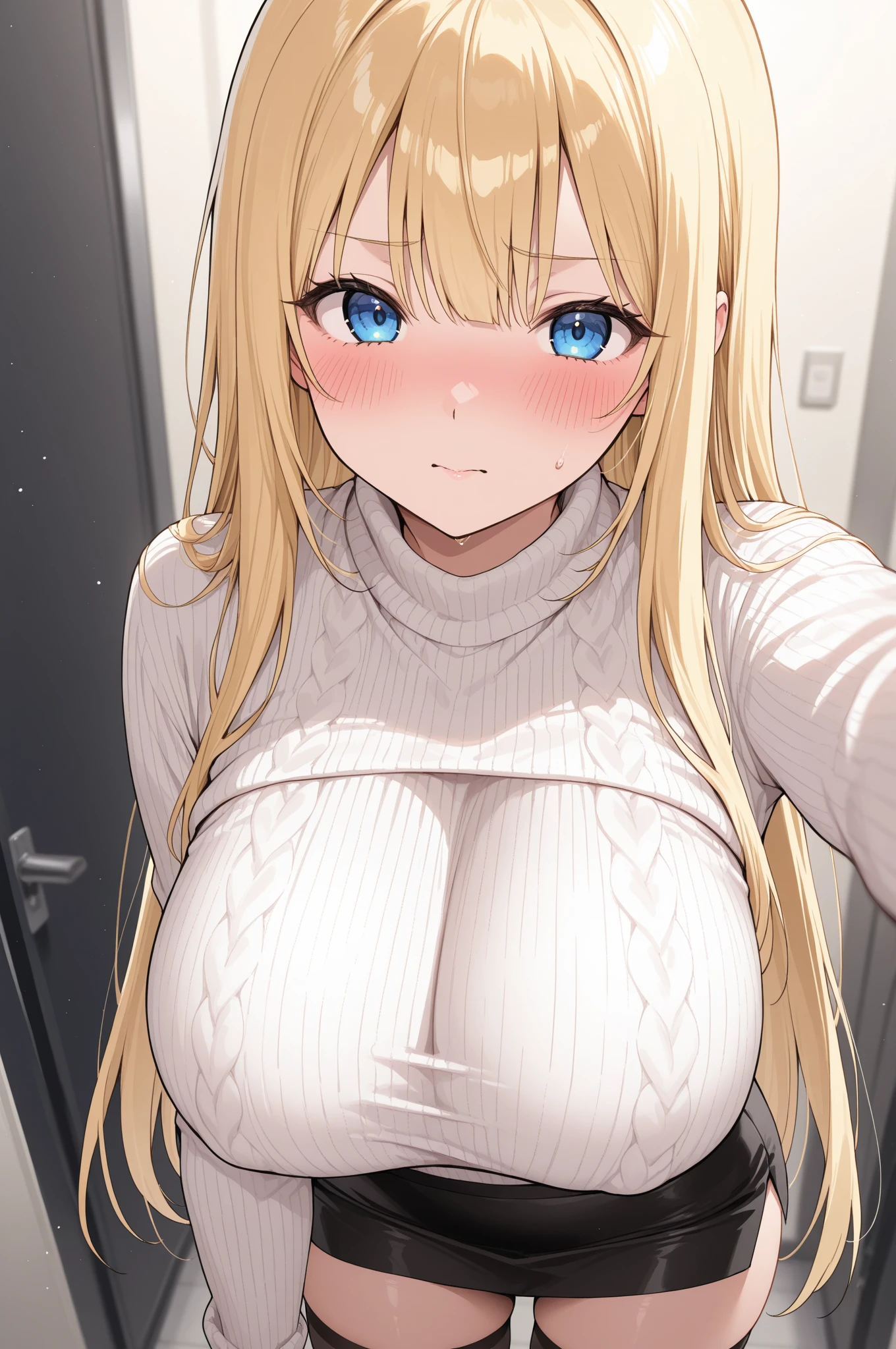 one woman,highest quality,big breasts,from below,Just a shirt open in the front,Belly exposure,erect nipples,look down,cleavage,The nipples are almost visible,Upper body裸,super beautiful girl,Upper body,on the bed,blonde,cute beautiful girl,open your mouth,stick out tongue,