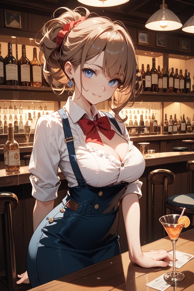 (Highest quality, masterpiece), (Ultra-high resolution, 8k RAW photos, Photorealistic:1.5, Cinema Lighting, Fabric Shading, Thin contours, Clear focus:1.2), Beautiful mature woman making tea_Garden party, Standing by the round table, Serve tea, Leaning forward, (Meisen tea set, you can, Tea cup, Some cakes on a plate), Delicate and elegant French style white table with gold accents and royal_green, (茶色のMaid clothesを着ている:1.5, Cleavage, Maid clothes:1.2, Long Flared Skirt, apron, Bow tie on chest), Tall Sally, Long legs, Gray Hair, (Wearing thin glasses:1.2), (Mature Woman:1.5, 28 years old, alone), (Large Breasts, Saggy breasts, big , Tight waist), (medium short Gray Hair, Hair on one eye, (Updo:1.2), Side Lock, Asymmetrical Hair, Wavy Hair), (thin and bright pupils, Highlighted, detailed eyes:1.3, A face with attention to detail, perfect face shape, Bloodshot eyes), (A seductive smile, Half-close your eyes:1.2), (Looking at the audience:1.3), (Dutch Angle, whole body:0.3, From below:1.2), ((Correct Anatomy:1.5, The right move)), (Ideal body proportions), (Outdoor:1.2, grassland),