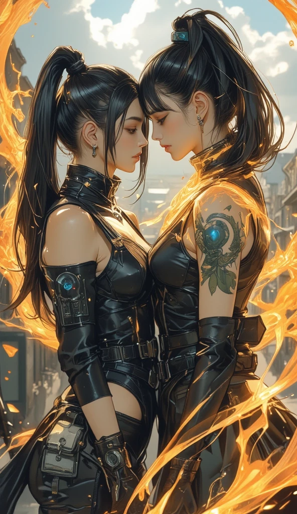 (((((Sensuality and mystery: (duas lindas mulheres morenas e loiras suando, olhos azuis e seios grandes, corpo inteiro, roupas transparentes, view of the back, com uma bunda redonda, nu, Eles se beijam apaixonadamente, kiss from tongue to tongue, they are lying on a big round bed, )(folga de cama de seda vermelha)), ((blue neon nightclub lighting)), Nixeu e Sakimichan, Serafim Ahri KDA, lesbian kiss, inspired by Tim and Greg hildebrandt, Nick Silva e Ilya Kuvshinov, inspirado em Vincent Lefevre, Sakimichan e Frank Franzzeta, 8k lighting), Post apocalyptic,), h. r. estilo giger, gothic darkness, Invisible infrared), high Contrast, mistic), (profundidade), hyperornate Details), Kinetic lines and curves, diabo, (Cartaz de propaganda dos anos 1940), comic book superhero, (medium shot), scenecy), trending on ArtStation, electromagnetic