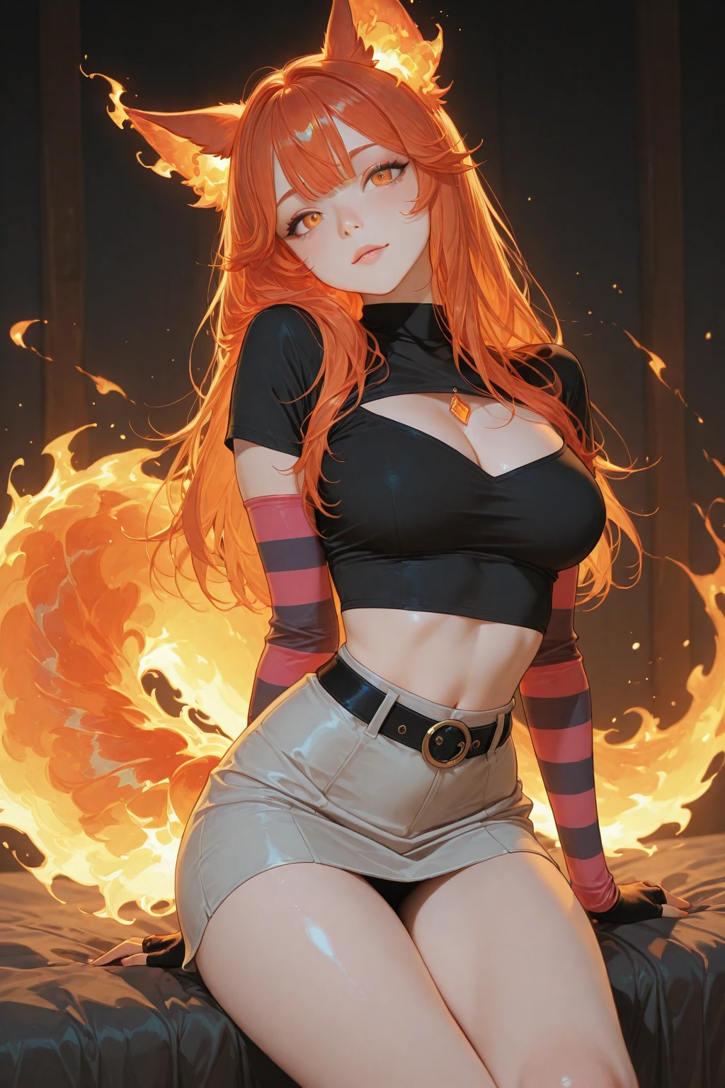 (((完美number,number,(((Solitary,White skin,Kurama,Kurama, Abdominal muscles, Red Eyes, Animal ears, Body hair, Colored sclera, fox ears, fox girl, fox Tail, hairy, hairy female, fox, multiple Tails, muscular, Orange fur, Tail, (((Hinata\(Poruto\),Purple Hoodie,Brown pants,Black shirt, apron))),))),(((Hinata\(Poruto\),,(((Black long hair))), blue eyes,Bangs))),((masterpiece)),high resolution, ((Best quality at best)),masterpiece,quality,Best quality,((( Exquisite facial features,looking at the audience,There is light in the eyes,(((pain, patience, Biting your lips))),))),型number:1.7))),(((light and shadow,Huge breasts))),(((Looking at the camera,black background,)))