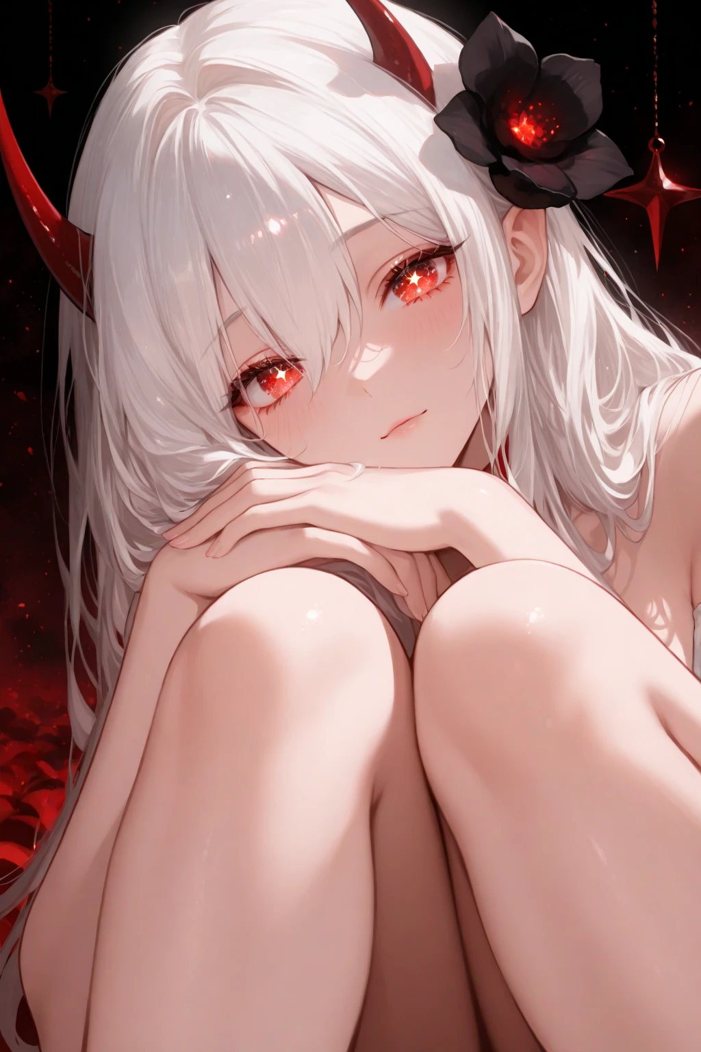 One Woman、(Horns growing on the side of the head, pentagonal and curled downwards),