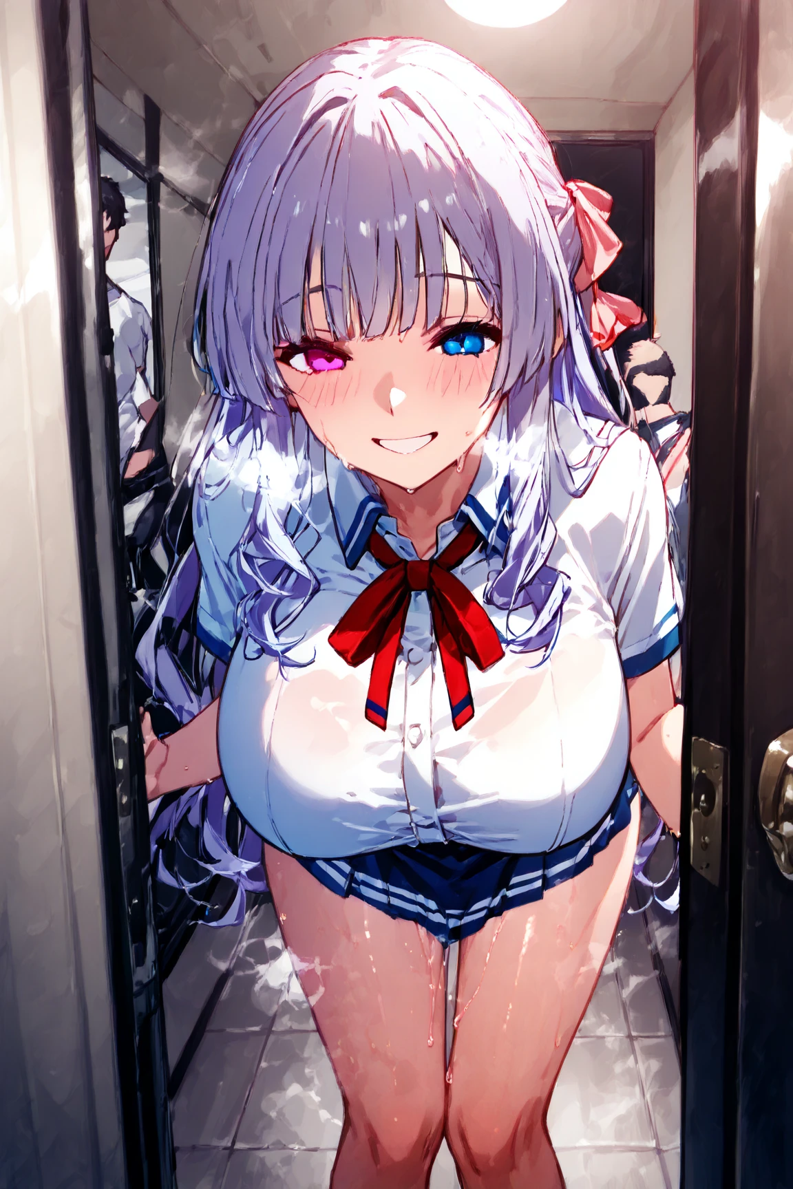 High resolution,masterpiece, Highest quality, smile , Con_Kanaho, (((nsfw))) , (((busty))), (((Sex))) ,(((intercourse with a man))) ,1girl, sensual body, Her cheeks flushed, vaginal secretions , (((breast milk))) ,(((cum in facial))) , (((cum in bust))), (((bukkake))) ,toilet , sit on the toilet seat, open legs , legs up