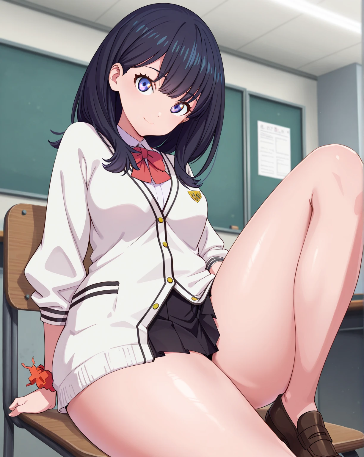 masterpiece,best quality,ultra detailed, nsfw, 1girl, おっぱい, pussy focus, aroused, naked, Lots of love juice, Pussy, Spread legs, one-piece swimsuit, see through one-piece swimsuit, BLACK_HAIR, BANGS, LONG_HAIR, HAIR_ORNAMENT, BLUNT_BANGS, BLUSH, GREEN_EYES, SMILE, HAIRCLIP, AQUA_EYES,embarrassed