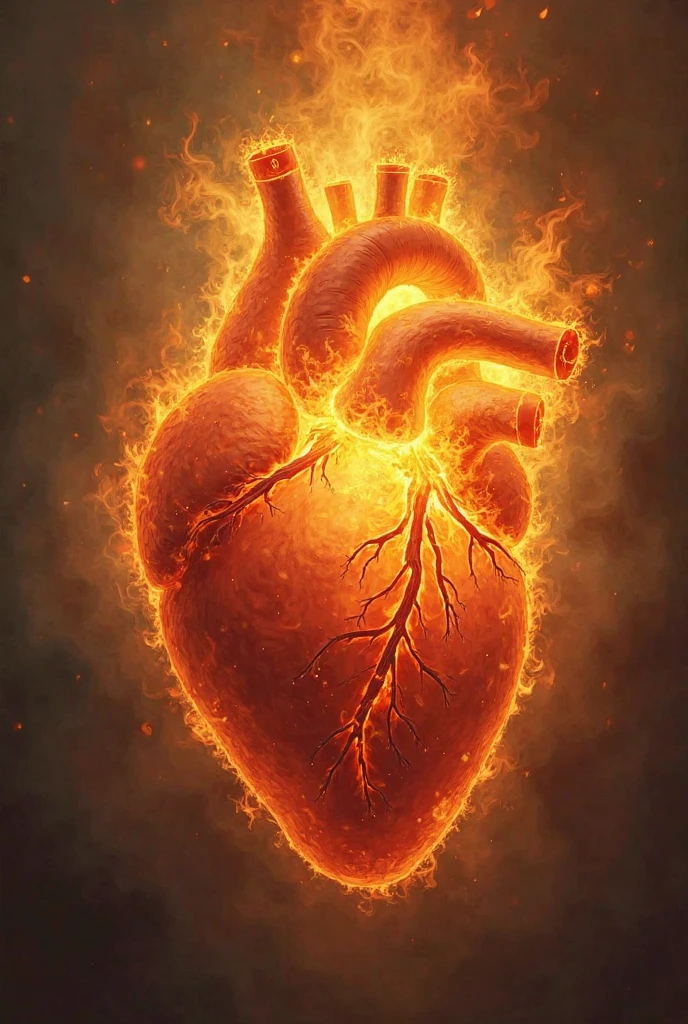 A heart on fire in 3D 