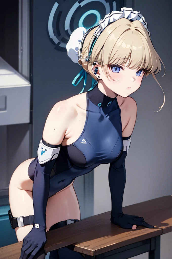 highest quality，detailed descriptiの上，whole bodyエスビアン，whole body，Kung Fu Pose，Spread your legs，Sweaty, tokileotard, maid headdress, leotard, short hair, hair bun, maid headdress, bodysuit, elbow gloves, fingerless gloves, thigh strap, thigh boots expressionless, View Viewer, flowing bangs,1 girl, (((highest quality))), Anatomically correct, grown, Big Ass, Devil Nin Suit,Rinko Costume, long 髪, ,High Ponytail, Side Lock, Ninja Artist, Shiny服, Impossible Bodysuit, Perfect for your skin, Purple bodysuit, fishing net, Underbust cut out, Arm guard, Underbust,cute, Looking at the audience, Beautiful Eyes, Beautiful background, Particles of light, Light of the sun, Dramatic lighting, outside, Shiny, Realistic, highest quality, Very detailed, Get used to it, scenery, Beautiful and detailed, thin 髪，