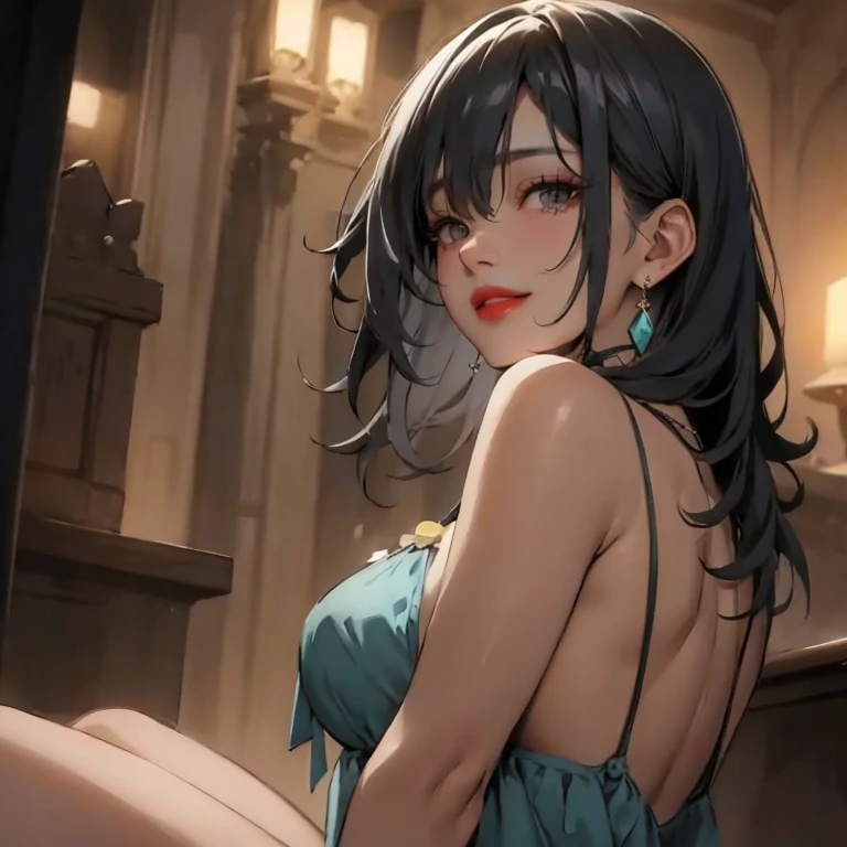 1 girl, upper body, single focus, seductive allure, jorogumo-inspired attire, alluring smile, (spider silk: 1.4), (ancient temple: 1.3), mysterious charm, enchanting aura, [depth of field, ambient lighting, ancient temple courtyard foreground, ancient temple background], ancient temple, unsuspecting travelers, glistening webs, (moonlit night), (stone lantern: 1.2), intricate details, enhanced lighting.