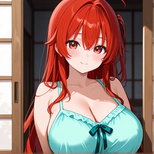 anime girl with red hair and blue eyes posing in a bathroom, seductive anime girl, rias gremory, anime! 4k, anime! 4 k, attractive anime girl, 4k anime wallpaper, beautiful anime girl, anime style 4 k, [ 4 k digital art ]!!, 4 k manga wallpaper, anime wallpaper 4k, anime wallpaper 4 k