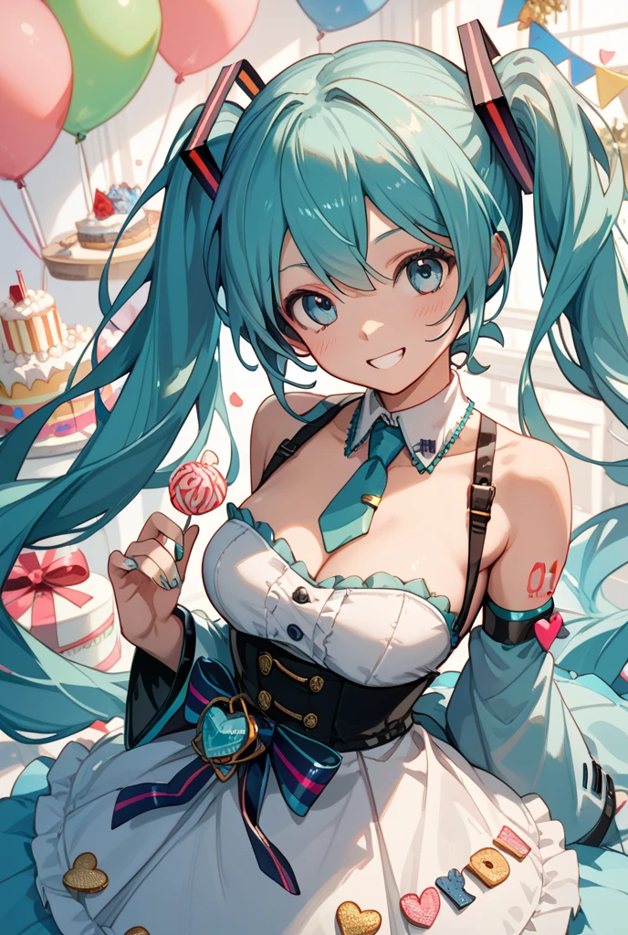 Cute dressed in a costume with a rabbit ears and a bow, hatsune miku, miku, mikudayo, vocaloid, anime girl in a maid costume, maid dress, portrait of hatsune miku, fluffy hat, pom pom, white apron, gloves, twintails, aqua hair, 1girl, dress, kitchen, cooking a cake, bakery utensils, solo, flowing hair, floating hair, ornament hair, perfectly body, perfectly hands, on kitchen, strawberry's, centered girl, maid dress, more details on her clothes, dress with transparency, soft pink details, daylight, smiling, cape, ((4k, masterpiece, top-quality)),8k, best quality, high resolution, HD, (illustration:0.8), super cute girl, delicate and beautiful face, mature girl, super cute hairstyle, (beautiful detailed eyes:1.6), extremely detailed face, perfect lighting, extremely detailed CG, (perfect hands, perfect anatomy), Best quality, cleavage, small skirt, full Body,