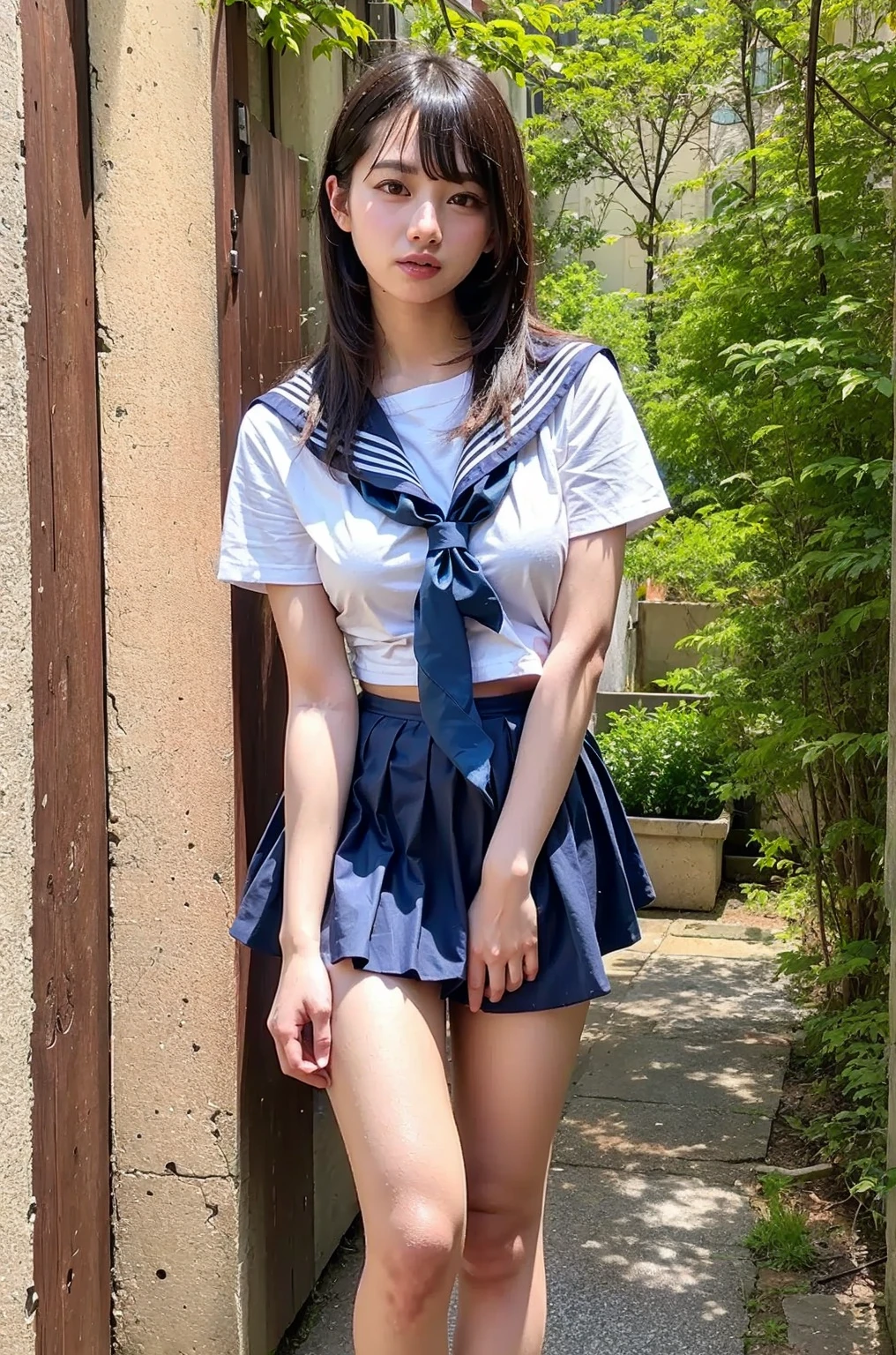 (8K、RAW Photos、Highest quality、masterpiece:1.2)、(Realistic、Realistic)、1 Girl、((Sailor Moon Costume:1.2、Thin legs、whole body、View from the front、smile、Looking into the camera、Hold your skirt with both hands and show me your black panties))、cute