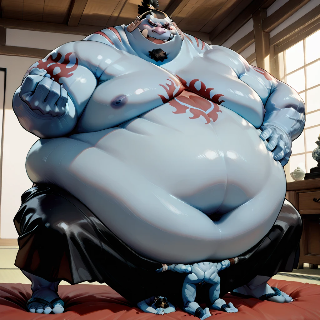 Really obese dragon warrior in sumo wear