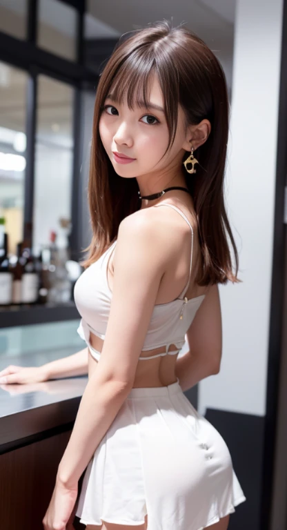 Ultra-detailed, High resolution, Very detailed, highest quality, masterpiece,Japanese,Bunny Girl Costume、Japan high school girls、1 girl、 Luxury Casino、night、Put your chest together、Leaning forward,　Realistic,Short Hair,leaning forward